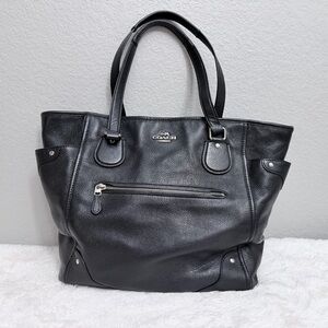 Coach Mickie Black Pebbled Leather Tote